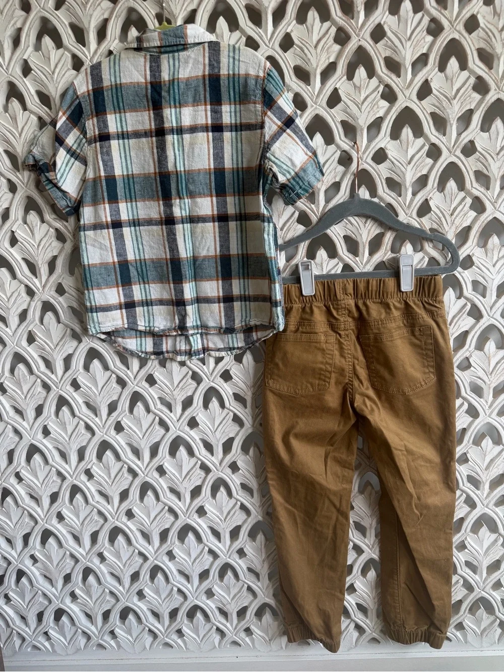 Fall boys 5T outfit - Old Navy button down and Cat & Jack pants